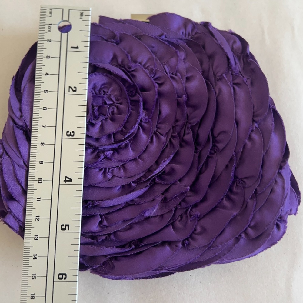 WHBM Womens Rosette Floral Evening Purse 3D Purple Chain Event Wedding Handbag - Picture 9 of 12